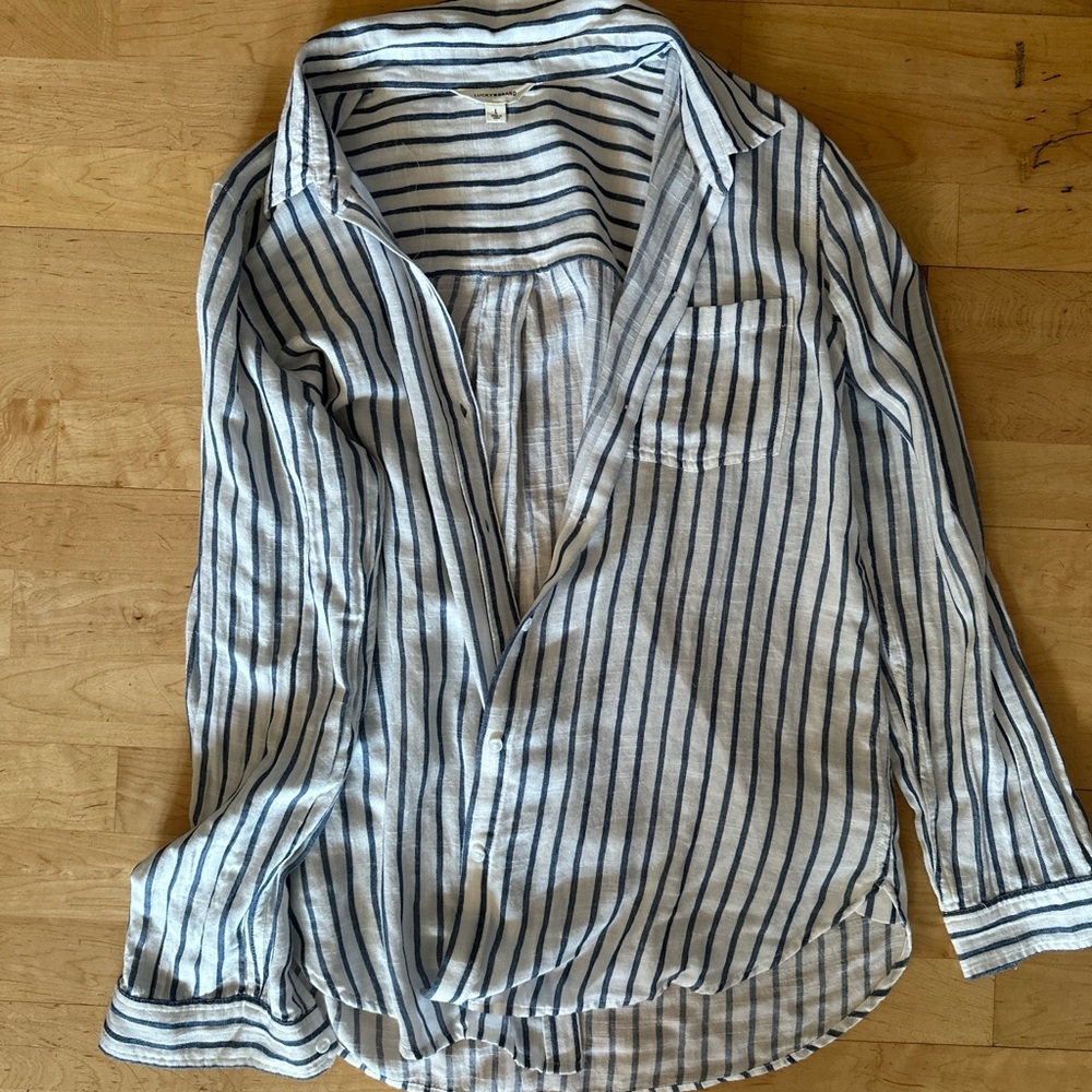 Lucky Brand Blue and White Striped Button Down